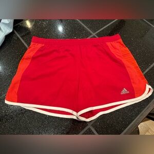 adidas Red/White Athletic Casual Running Shorts Women's Size Lg Built In Shorts